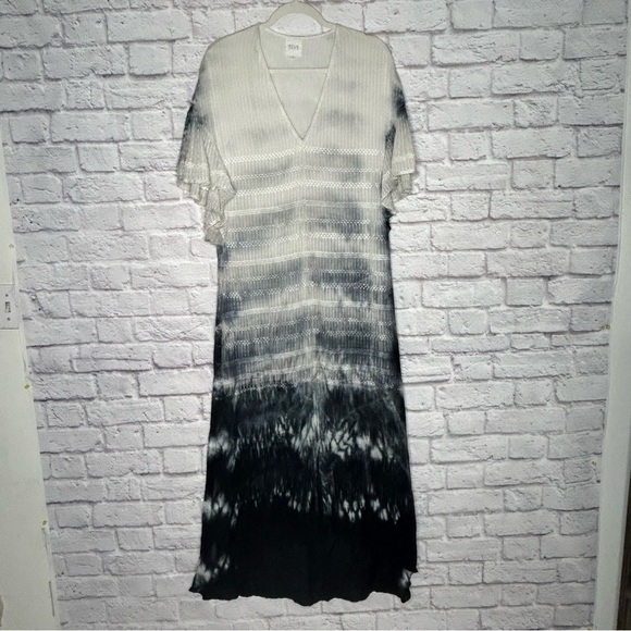 TRYB Ombre Tie Dye 100% Silk High Low Maxi Dress - Picture 4 of 12